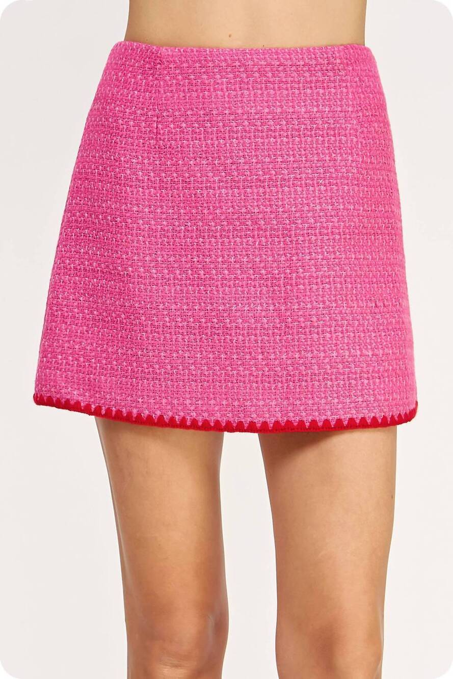 NEW STRUT & BOLT tipper tweed skirt in fuchsia/red